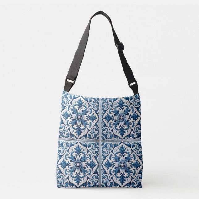 Portuguese blue tile crossbody bag (Front)