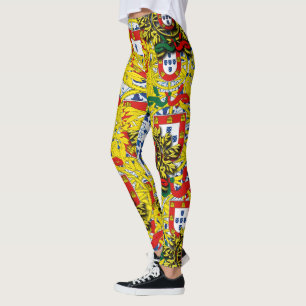 Portuguese blue tile designs leggings