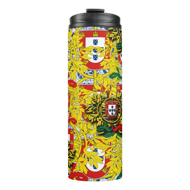 Portuguese blue tile designs thermal tumbler (Front)