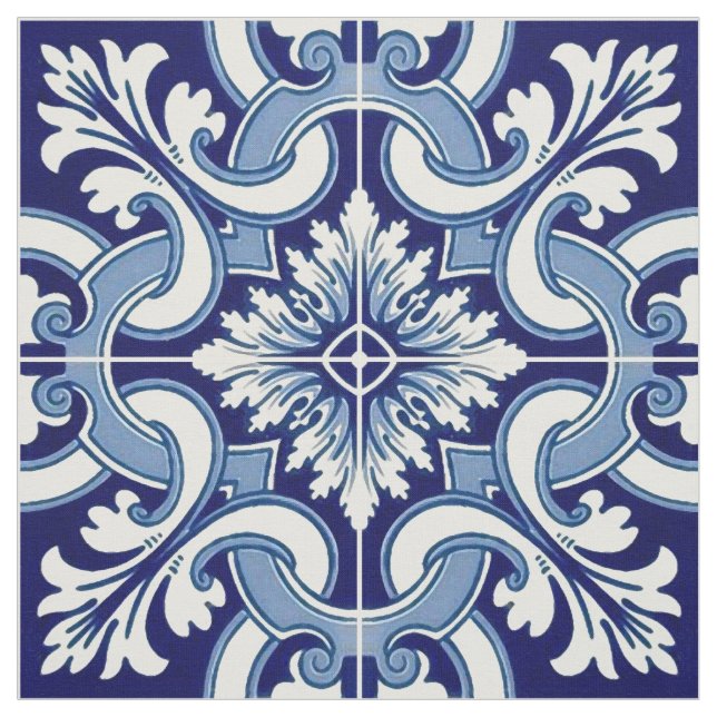 Portuguese blue tile fabric (Swatch)