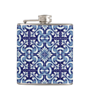 Portuguese blue tile flask