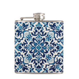 Portuguese blue tile flask