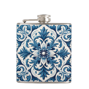 Portuguese blue tile flask