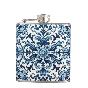 Portuguese blue tile flask