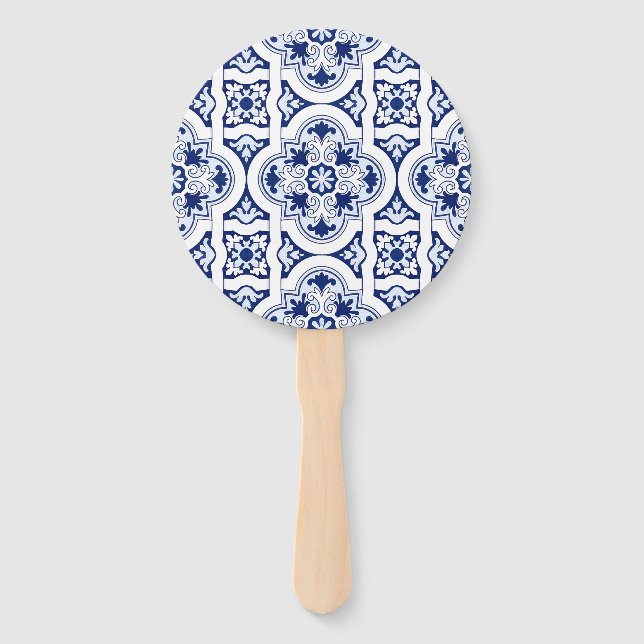 Portuguese blue tile hand fan (Front)
