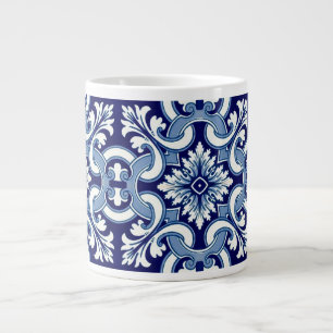Portuguese blue tile large coffee mug