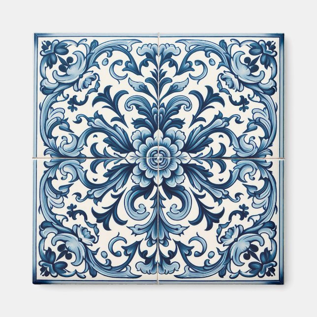 Portuguese blue tile magnet (Front)