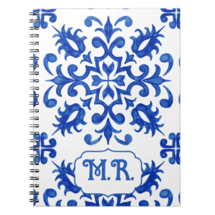Portuguese Blue Tile Monogram  Notebook