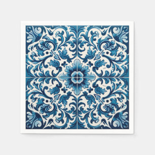 Portuguese blue tile napkin