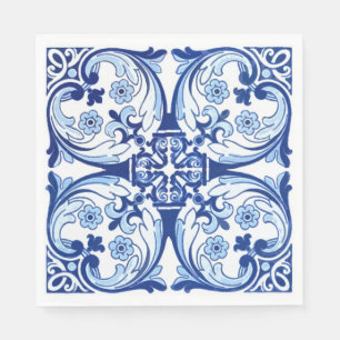 Portuguese blue tile napkin