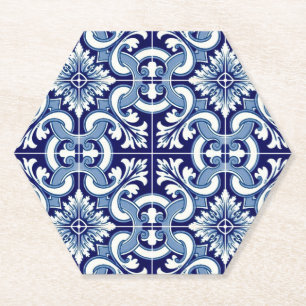 Portuguese blue tile paper coaster