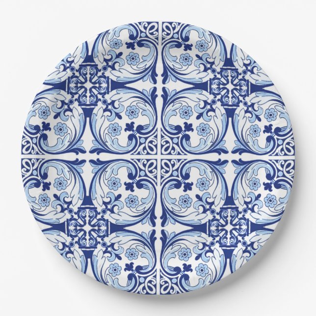 Portuguese blue tile paper plate (Front)