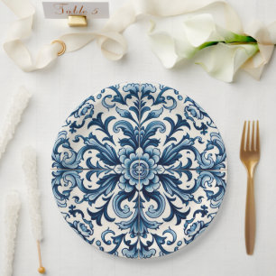 Portuguese blue tile paper plate