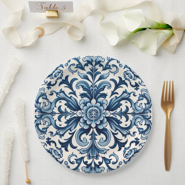 Portuguese blue tile paper plate (Wedding)