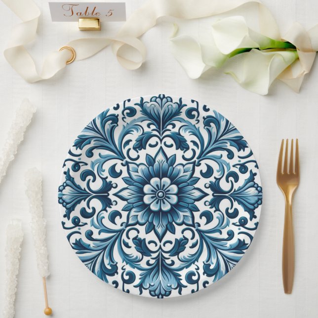 Portuguese blue tile paper plate (Wedding)