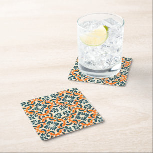 Portuguese blue tile square paper coaster