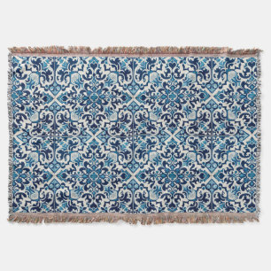 Portuguese blue tile throw blanket