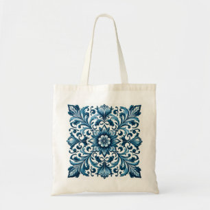 Portuguese blue tile tote bag