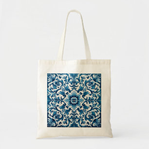 Portuguese blue tile tote bag