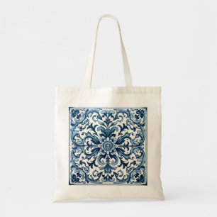 Portuguese blue tile tote bag