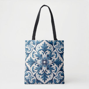 Portuguese blue tile tote bag