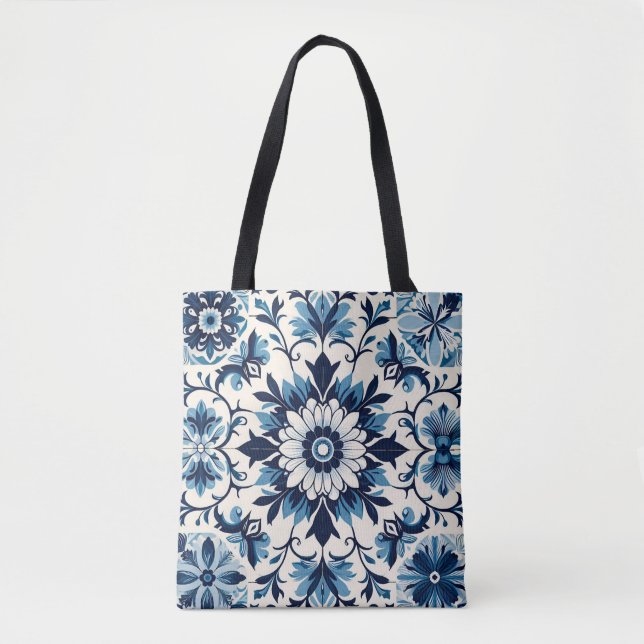 Portuguese blue tile tote bag (Front)
