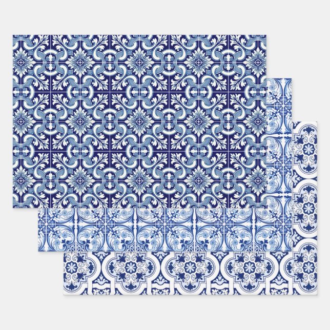 Portuguese blue tile wrapping paper sheet (Set)