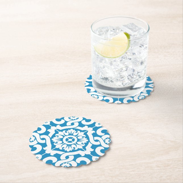 Portuguese blue tiles 1 paper coaster (Insitu)