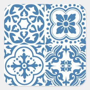 Portuguese blue tiles 2 square sticker
