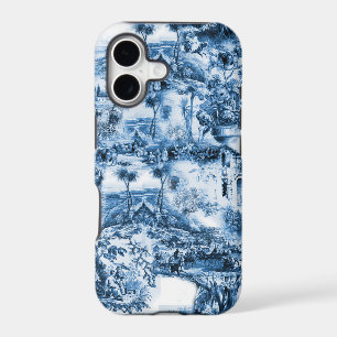 Portuguese blue tiles romantic scene pattern
