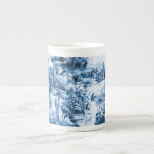 Portuguese blue tiles romantic scene pattern bone china mug