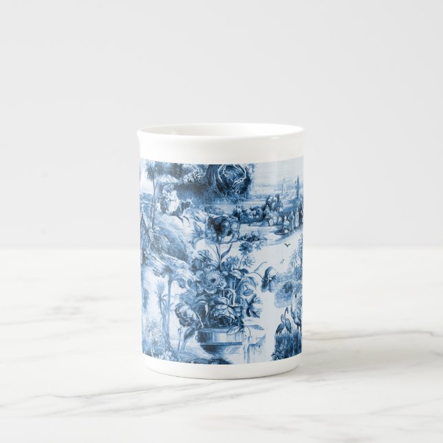 Portuguese blue tiles romantic scene pattern bone china mug (Front)