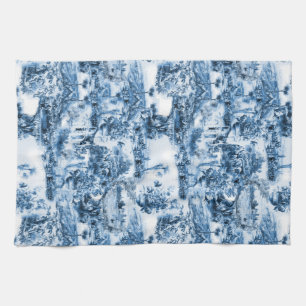 Portuguese blue tiles romantic scene pattern tea towel