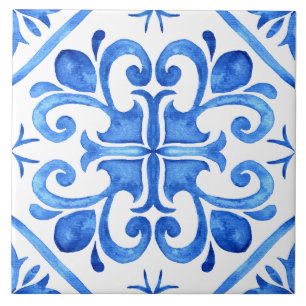 Portuguese Blue White Azulejo Ceramic Tile