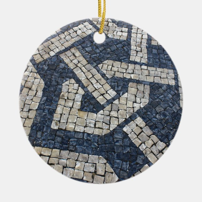 Portuguese Calada, Portuguese Pavement Ceramic Tree Decoration (Front)