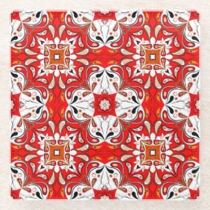 Portuguese Ceramic Tile Pattern Glass Coaster