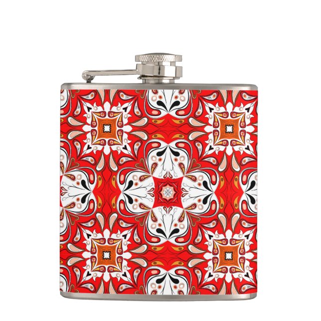 Portuguese Ceramic Tile Pattern Hip Flask (Front)