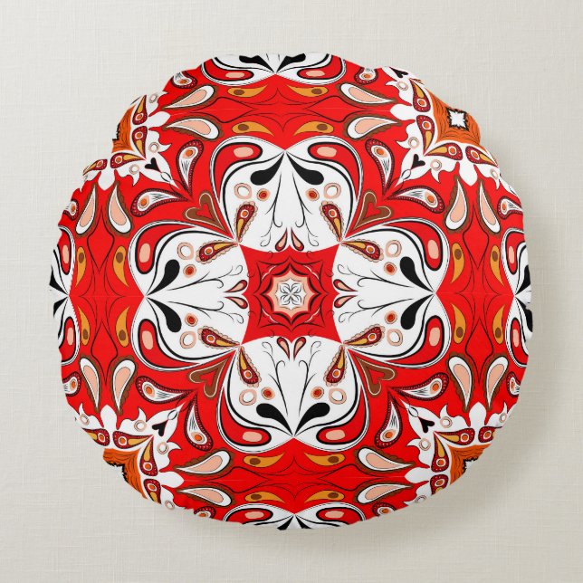Portuguese Ceramic Tile Pattern Round Cushion (Front)
