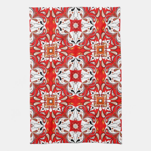 Portuguese Ceramic Tile Pattern Tea Towel (Vertical)