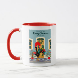 Portuguese Christmas house with Rooster Greetings Mug