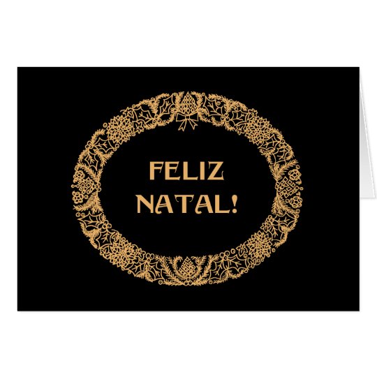 Portuguese Christmas Wreath Gold-effect, Black Card