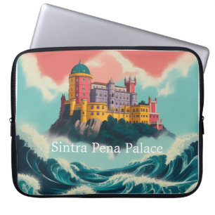Portuguese Cliffside Palace & Ocean Waves Laptop S Laptop Sleeve