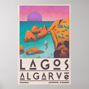 Portuguese Coast Wall Art Sunlit Cliffs and Calm