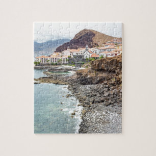 Portuguese coast with sea beach mountains village jigsaw puzzle