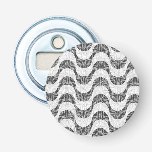 Portuguese cobblestone black and white waves bottle opener