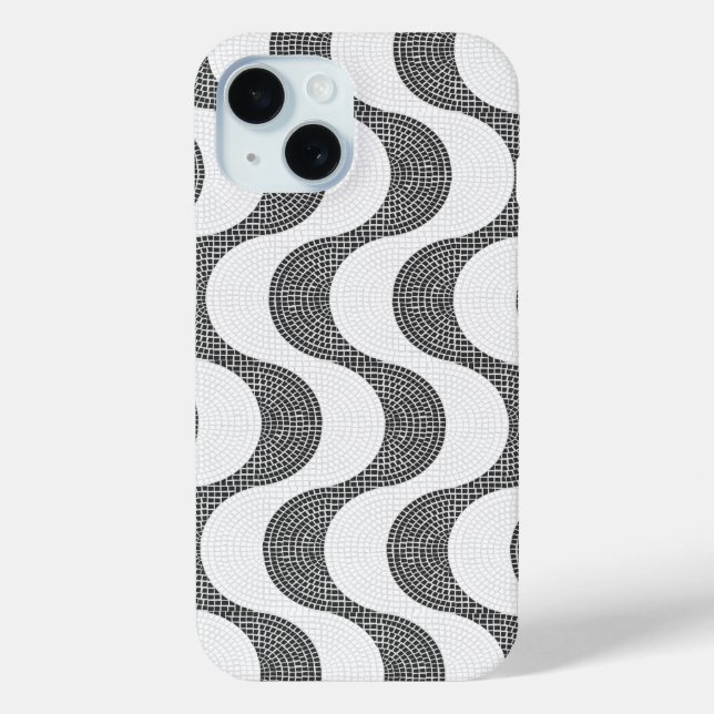 Portuguese cobblestone black and white waves  Case-Mate iPhone case (Back)
