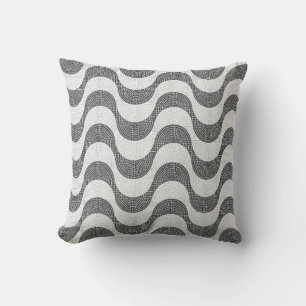 Portuguese cobblestone black and white waves  cushion