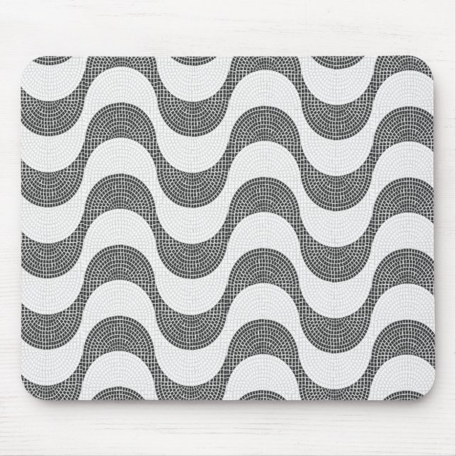 Portuguese cobblestone black and white waves  mouse pad (Front)