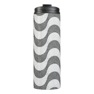 Portuguese cobblestone black and white waves thermal tumbler