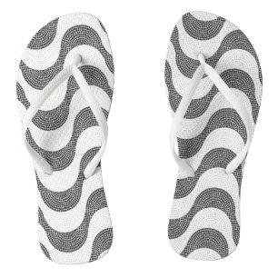 Portuguese cobblestone black and white waves  thongs